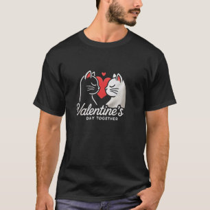 Romantic Cat Couple Valentineu2019s Day Design T-Shirt