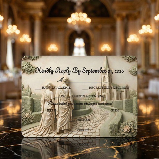 Romantic Cathedral Garden Old World RSVP Card (Creator Uploaded)