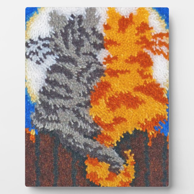 Romantic Cats Latch Hook Plaque (Front)