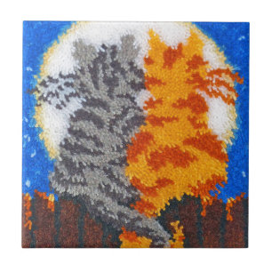 Romantic Cats Latch Hook Tile