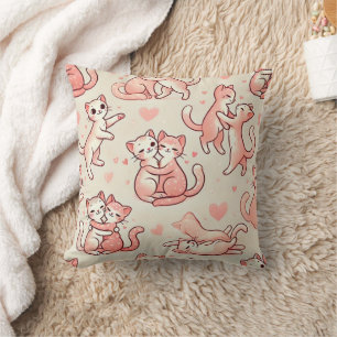 Romantic Cats Pattern Pillow Valentine’s Day Gift