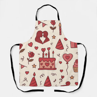 Romantic Celebration Doodle Pattern Apron