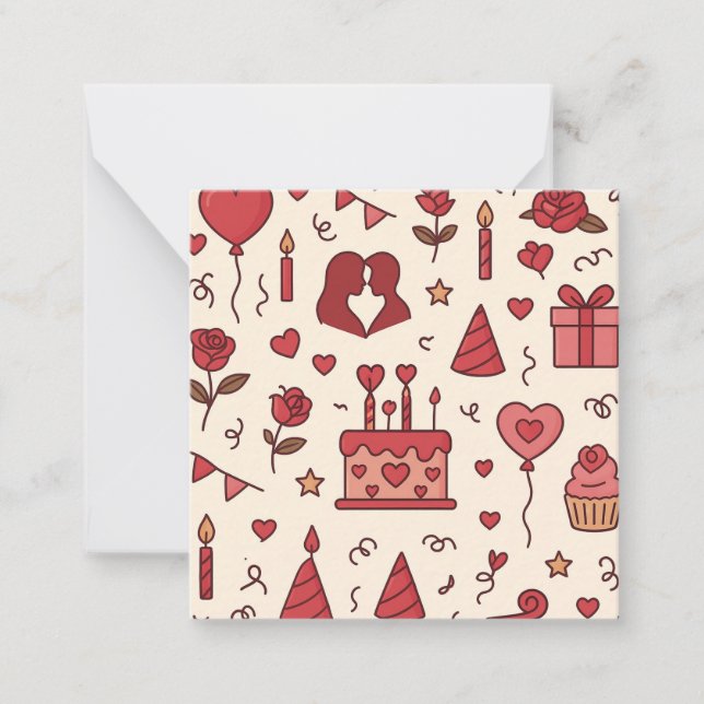 Romantic Celebration Doodle Pattern Card (Front)