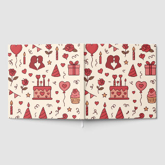 Romantic Celebration Doodle Pattern Guest Book