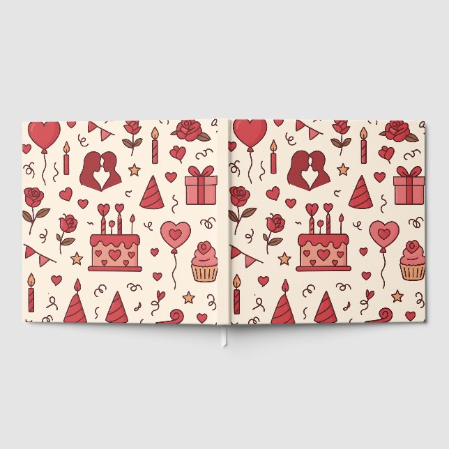 Romantic Celebration Doodle Pattern Guest Book (Full)