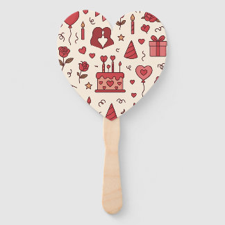 Romantic Celebration Doodle Pattern Hand Fan