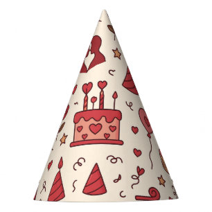 Romantic Celebration Doodle Pattern Party Hat