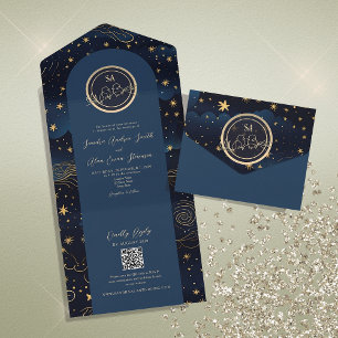 Romantic Celestial Wedding All In One Invitation