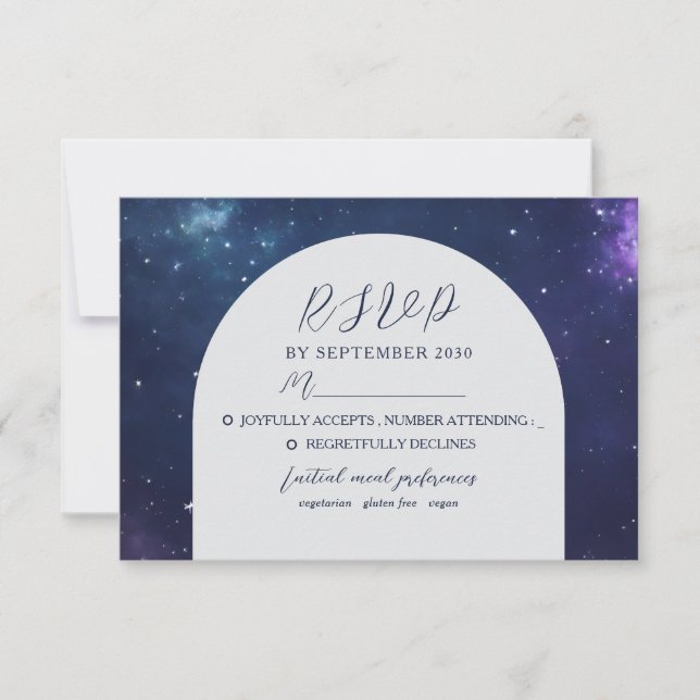 Romantic Celestial Wedding RSVP Card (Front)