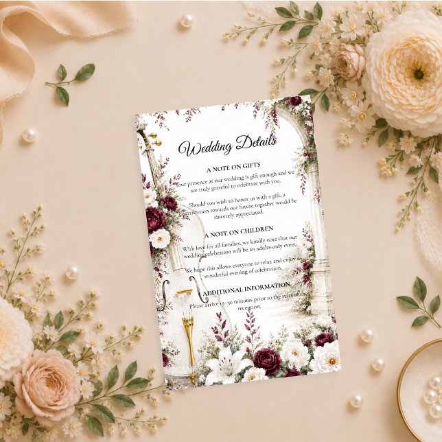 Romantic Cello Garden Elegance Wedding  Enclosure Card (Creator Uploaded)