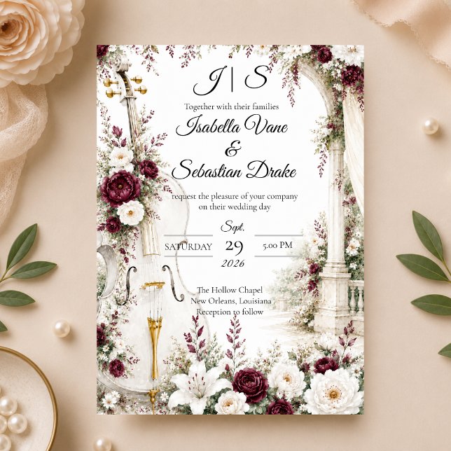 Romantic Cello Garden Elegance Wedding  Invitation (Creator Uploaded)