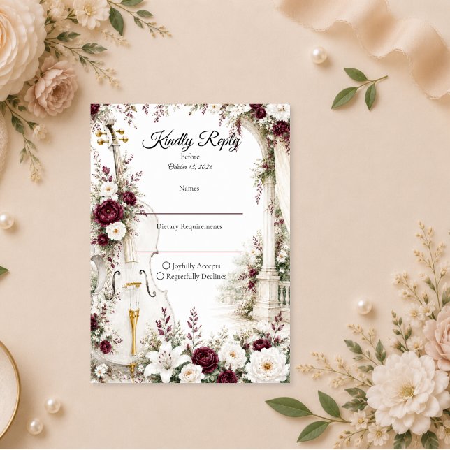 Romantic Cello Garden Elegance Wedding RSVP Card (Creator Uploaded)
