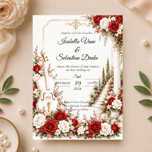 Romantic Cello Staircase Elegance Wedding  Invitation