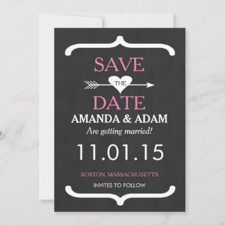 Romantic Chalkboard Save the Date Postcard