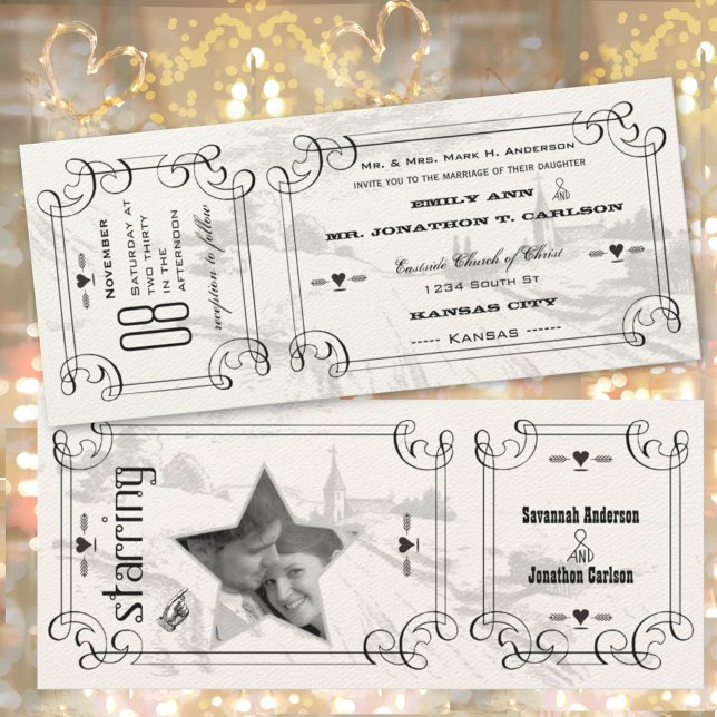 Romantic Chapel Country Road Ticket Wedding Invitation (Creator Uploaded)