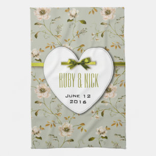 Romantic Charm Vintage Floral Wedding collection Tea Towel