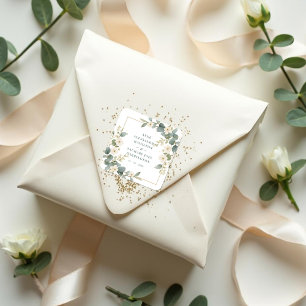 Romantic Charming Flowers & Branches Frame Wedding Square Sticker