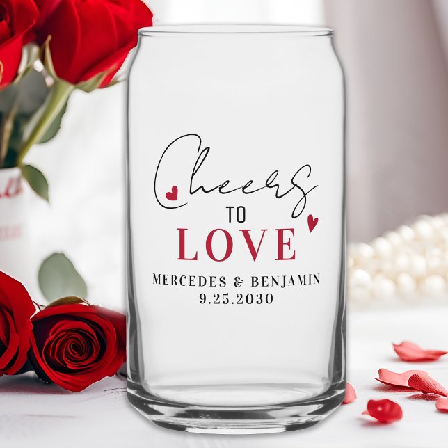 Romantic Cheers To Love Modern Elegant Wedding Can Glass (Creator Uploaded)
