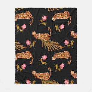 Romantic cheetahs: watercolor seamless pattern. fleece blanket