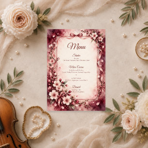 Romantic Cherry Blossom Coquette Wedding Menu
