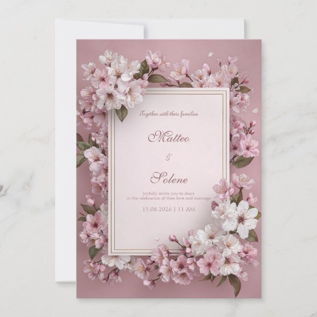 Romantic Cherry Blossom Wedding  Invitation (Front)