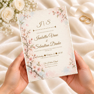Romantic Cherry Blossom Wedding Invitation