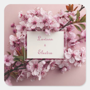 Romantic Cherry Blossom Wedding  Square Sticker