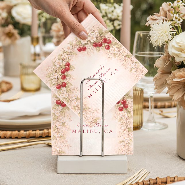 Romantic Cherry Orchard Florals Bridal Shower Napkin (Creator Uploaded)