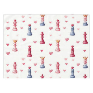 Romantic Chess Hearts Pattern Tablecloth