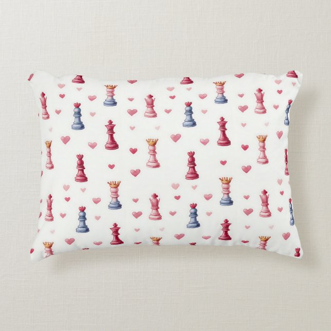 Romantic Chess Hearts Valentine's Day Decorative Cushion (Front)