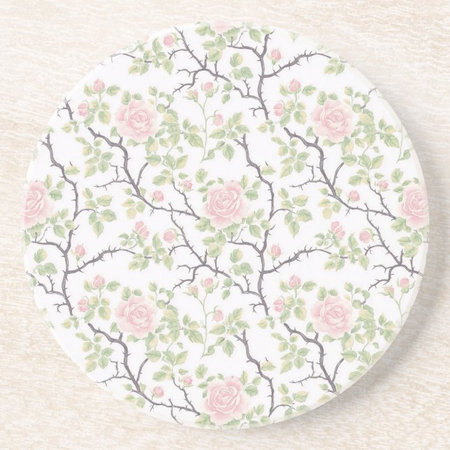 Romantic Chic Blush Pink Flowers Coaster (Front)