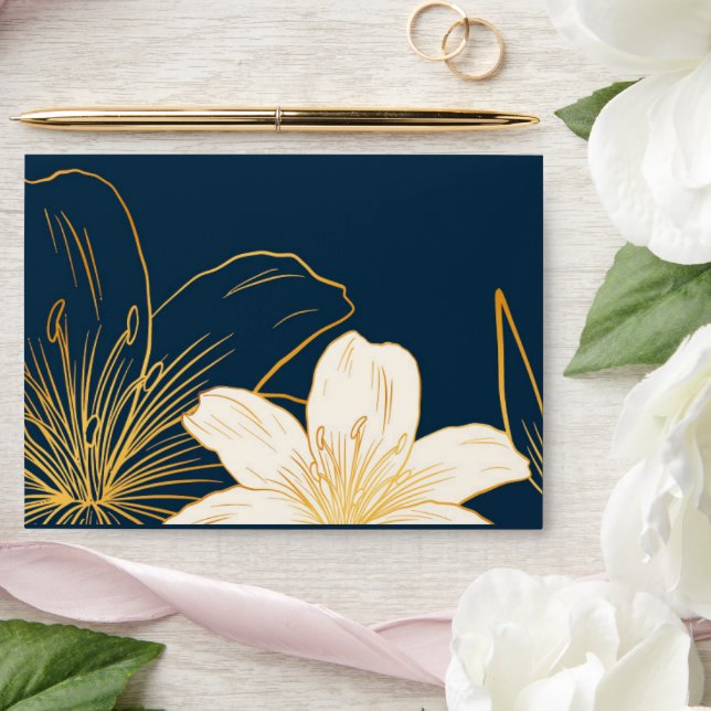 Romantic Chic Classic Blue Floral Envelopes (Wedding)