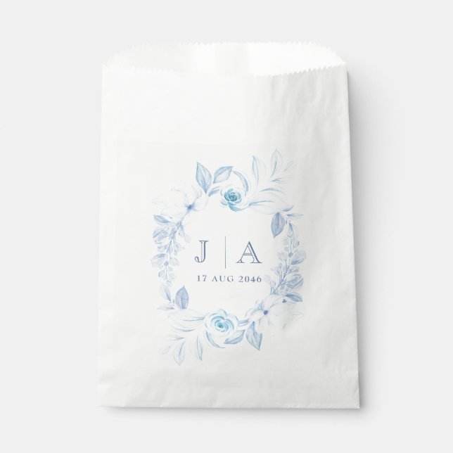 Romantic Chic Classic Blue Floral Favour Bag (Front)