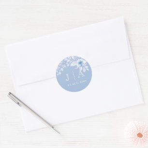Romantic Chic Classic Blue Floral Sticker & Labels