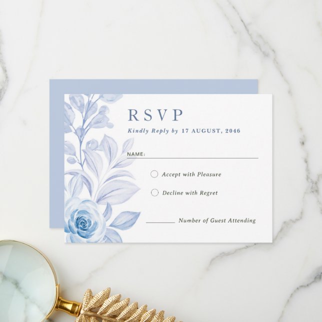 Romantic Chic Classic Floral Wedding RSVP Card (Front/Back In Situ)