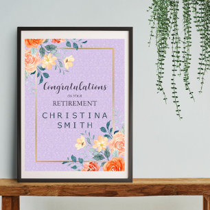 Romantic Chic Floral Watercolor Retirement Party Poster