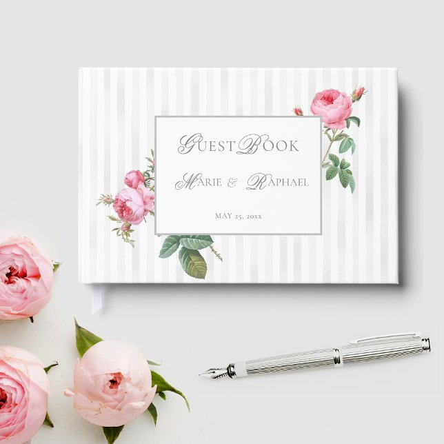 Romantic Chic French Rose Botanical Wedding Guest Book (Creator Uploaded)