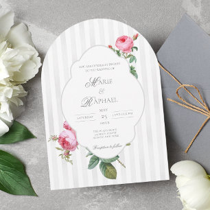 Romantic Chic French Rose Botanical Wedding Invitation