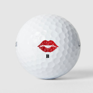 Romantic chic luxe red lips golf balls