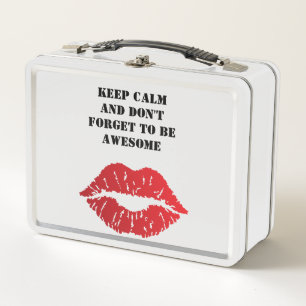 Romantic chic luxe red lips metal lunch box