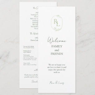Romantic Chic Monogrammed Initials Wedding Programme