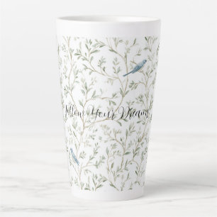 Romantic Chic Pretty Blue Birds Flowers Latte Mug