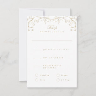 Romantic Chinoiserie Antique French Gold Wedding RSVP Card
