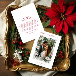 Romantic Christmas Botanical Frame Photo Holiday Card