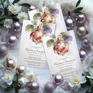Romantic Christmas Ornament Shaped Like a Rose Invitation