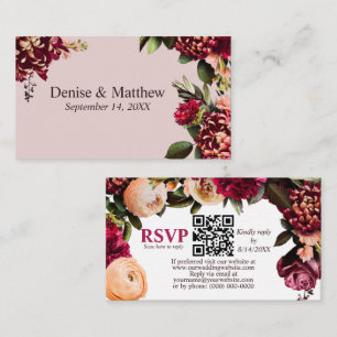 Romantic Chrysanthemum Mauve Chalk RSVP QR Code Enclosure Card