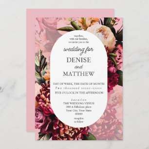 Romantic Chrysanthemum on Almond Blossom Pink Invitation
