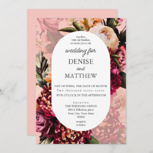 Romantic Chrysanthemum on Almond Gossamer Pink Invitation