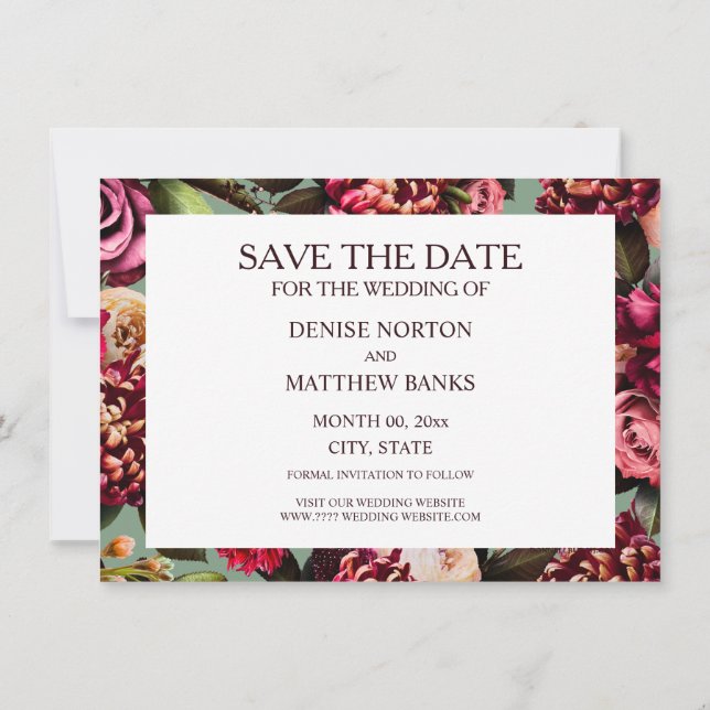 Romantic Chrysanthemum on Basil Green (Back)