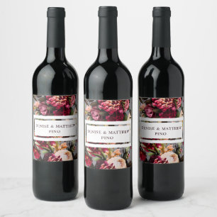 Romantic Chrysanthemum on Chiseled Stone Wine Label